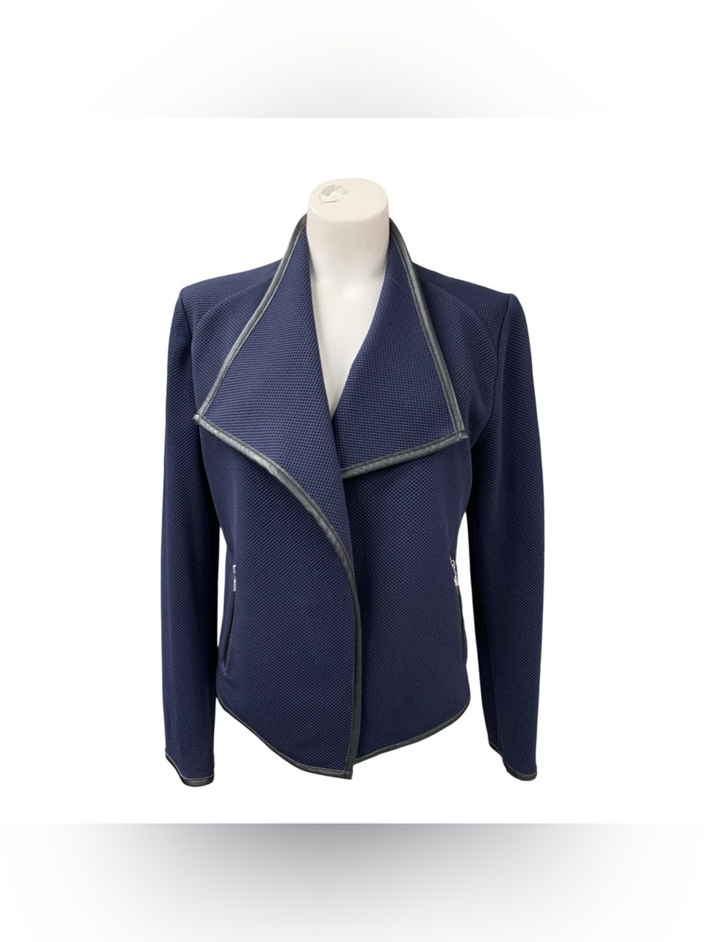 Calvin Klein Navy Blue Draped Collar Jacket Size M